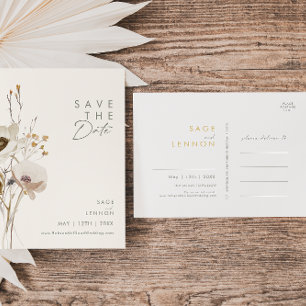 Invitation Carte Postale Carton d'invitation à sauver la date Fleur sauvage