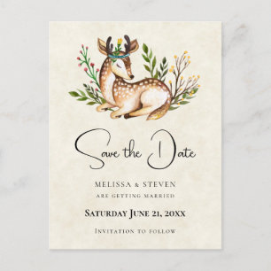Invitation Carte Postale Carton d'invitation Bohème Cerf à l'aquarelle pour
