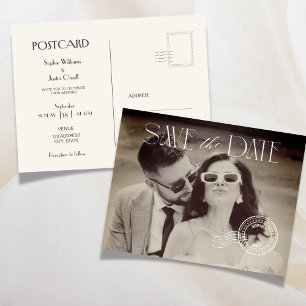 Invitation Carte Postale Carton d'invitation de mariage photo vintage éléga
