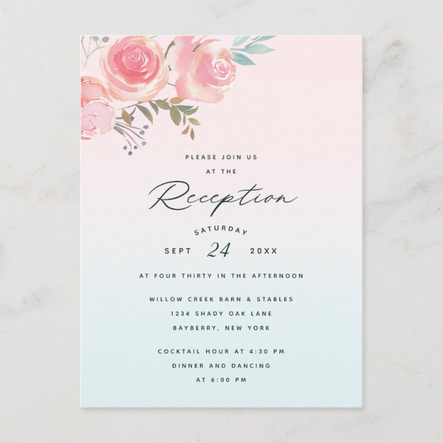 Invitation Carte Postale Carton d'invitation de réception de mariage ombré  (Devant)