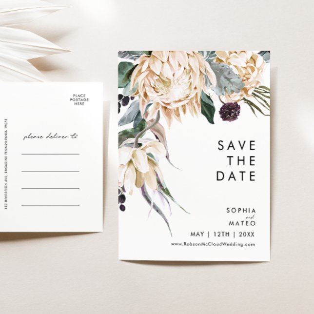 Invitation Carte Postale Carton d'invitation Fleurs blanches à sauver la da (Créateur téléchargé)