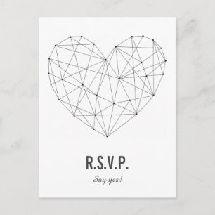 Invitation Carte Postale Cartons réponse   Réponse   Mariage   Coeur géomét