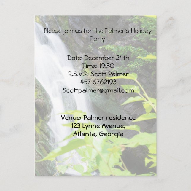 Invitation Carte Postale Cascade de Hell's Gate Canyon (Devant)