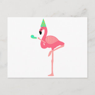Invitation Carte Postale Casquette de port de partie de Flamant rose rose