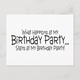 Invitation Carte Postale Ce Qui Se Passe À Ma Fête D'Anniversaire Reste À M