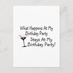 Invitation Carte Postale Ce Qui Se Passe À Ma Fête D'Anniversaire Reste À M