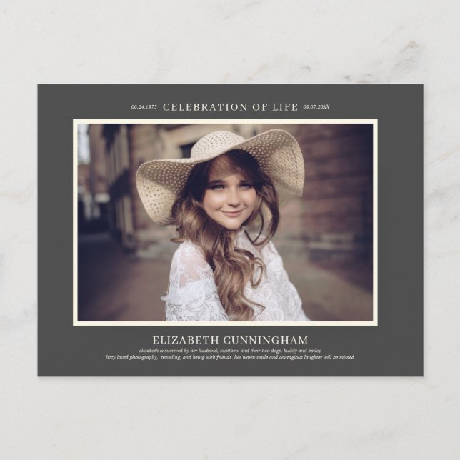 Invitation Carte Postale Célébration de la vie Simple Chic Elégant Photo (Devant)