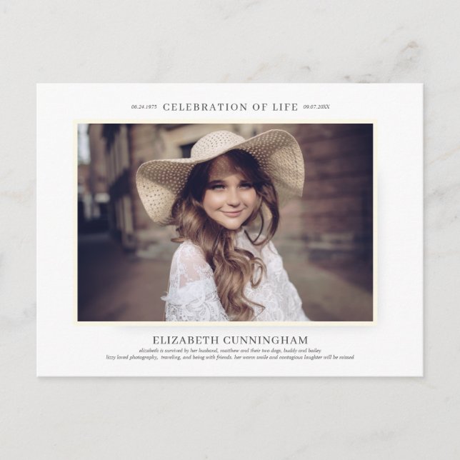 Invitation Carte Postale Célébration de la vie Simple Chic Elégant Photo (Devant)