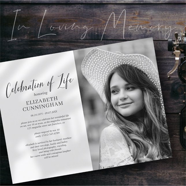 Invitation Carte Postale Célébration de la vie Simple Chic Elégant Photo (Créateur téléchargé)