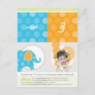 Invitation Carte Postale CERCLES DE PARTIE : : éléphant + ballons 1