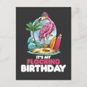 Invitation Carte Postale C'est mon Flamant rose d'anniversaire