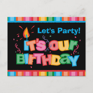 Invitation Carte Postale C'est nos lettres d'anniversaire