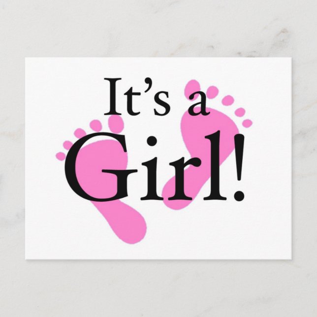 Invitation Carte Postale C'est une fille - bébé, nouveau-né, Baby shower (Devant)