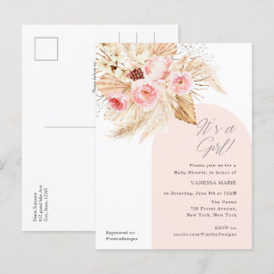 Invitation Carte Postale C'est une fille boho pampas moderne arche douche f