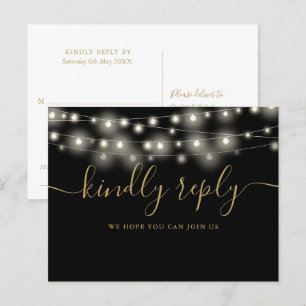 Invitation Carte Postale Chaîne Lights Black And Gold Song Request RSVP