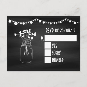 Invitation Carte Postale Chalet tendance Mason Jar Wedding Mariage RSVP