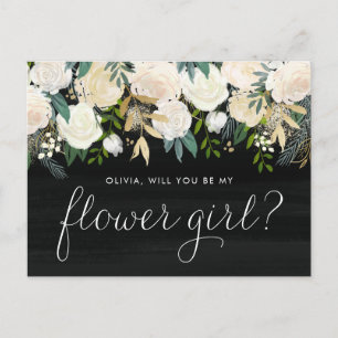 Invitation Carte Postale Chalkboard Pale Peonies Vous Serez Ma Fille Fleur