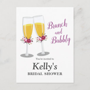 Invitation Carte Postale Champagne Brunch et Bubbly applaudissent l'anniver