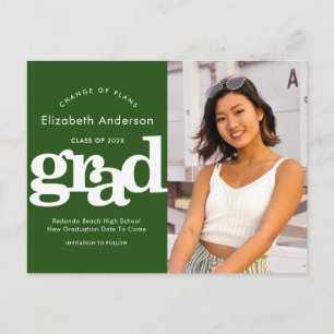 Invitation Carte Postale Changement de plan graduation audacieuse typograph