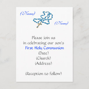 Invitation Carte Postale Chapelet Invitation-Bleu de première sainte