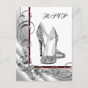 Invitation Carte Postale Chaussure haute parties scintillant RSVP