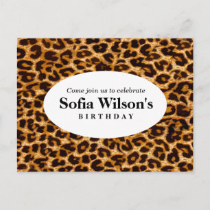 Invitation Carte Postale cheetah léopard d'anniversaire