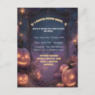 Invitation Carte Postale Chemin d'Halloween éffrayant avec Jack-o'-Lanterns