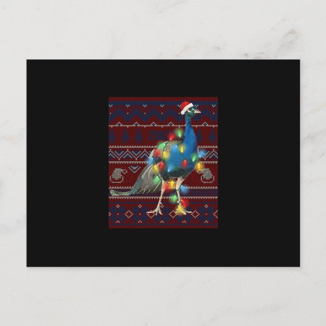 Invitation Carte Postale Chemise de Noël horrible lumières paon amateur de  (Devant)