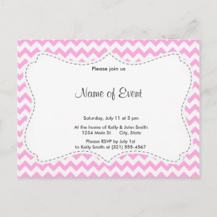 Invitation Carte Postale Chevron rose