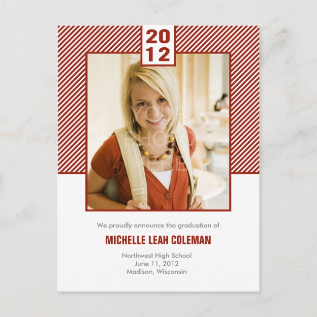 Invitation Carte Postale Chic Diagonals Graduation Faire-part/Invitation (Devant)