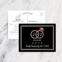 Chic Faux Rose Gold Foil Monogramme Mariage Cercle