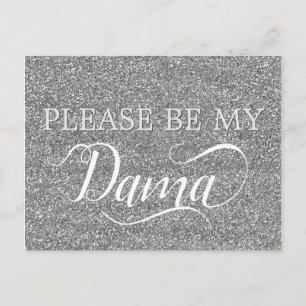Invitation Carte Postale Chic Parties scintillant Argent Dama Quinceanera D