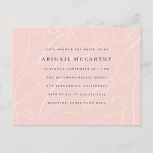 Invitation Carte Postale Chic Pearl Blush & Fête des mariées Bleue Marocain