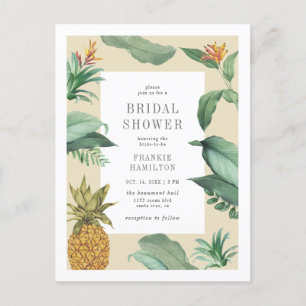 Invitation Carte Postale Chic Vintage Feuilles Tropical Dessin Fête des mar