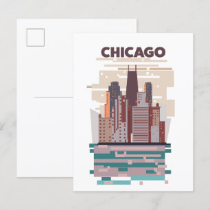 Invitation Carte Postale Chicago