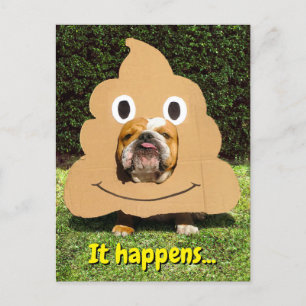 Invitation Carte Postale Chien en en costume Emoji de la pop