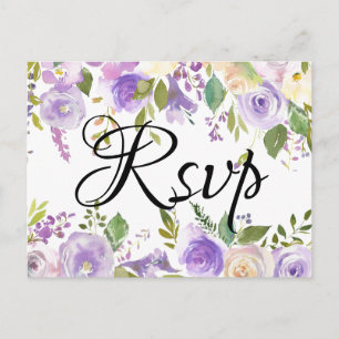 Invitation Carte Postale Choix de repas pour RSVP de mariage floral violet 