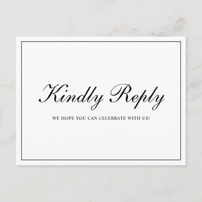 Invitation Carte Postale Choix officiel de repas Mariage noir et blanc RSVP (Devant)