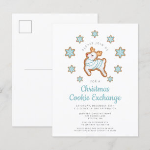 Invitation Carte Postale Christmas Cookie Exchange Cute Reindeer