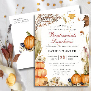 Invitation Carte Postale Chute En Amour Rustique Citrouille Bridesmaids Déj