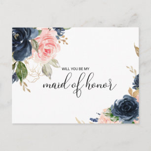 Invitation Carte Postale Chute exquise Fleur femme d'honneur