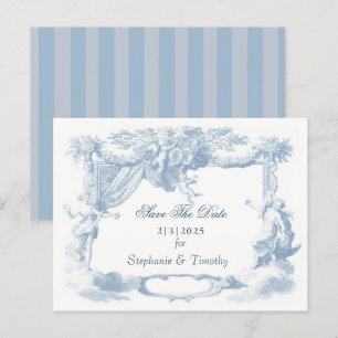 Invitation Carte Postale Cimier victorien Dusty Bleu Baroque