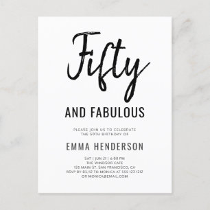 Invitation Carte Postale Cinquante et fabuleux 50e anniversaire moderne
