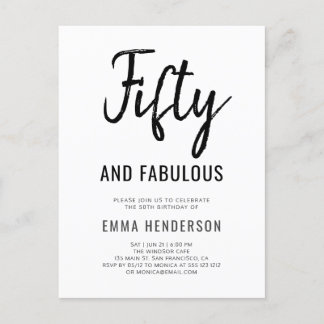 Invitation Carte Postale Cinquante et fabuleux 50e anniversaire moderne