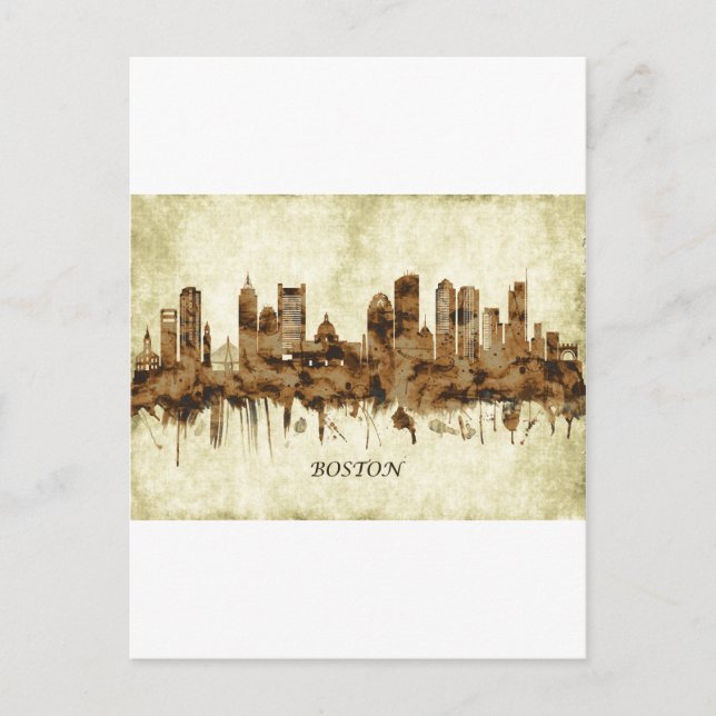 Invitation Carte Postale Cityscape de Boston Massachusetts (Devant)