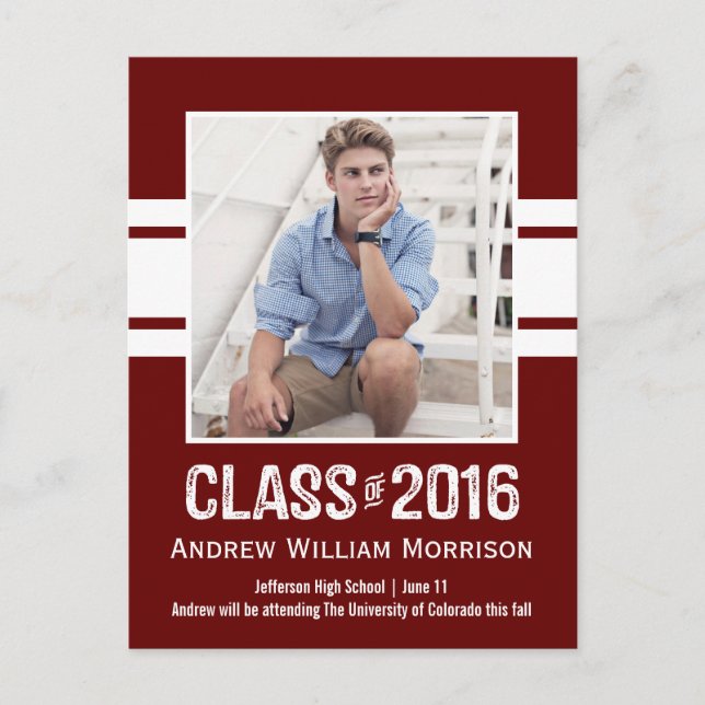 Invitation Carte Postale Classe de photos de préparation sportive de 2016 (Devant)