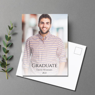 Invitation Carte Postale Classe photo minimaliste moderne de 2025 Graduatio