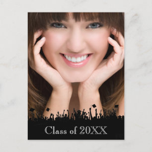 Invitation Carte Postale Classe Silhouette de Senior Graduation Open House