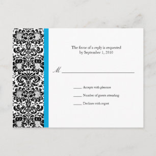 Invitation Carte Postale Classic Damask RSVP
