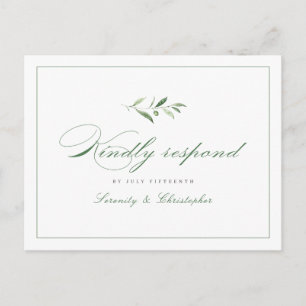Invitation Carte Postale Classic Elegance Script Mariage vert RSVP